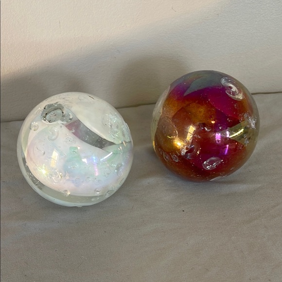 2 Huge Solid Glass Marbles 2 Lbs Each Art Heavy Slag Very Rare Vintage Carnival - Picture 1 of 13